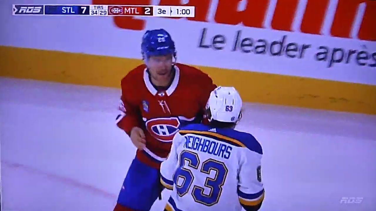 Montreal Canadiens' Johnathan Kovacevic uses some colourful language following his fight vs. Blues