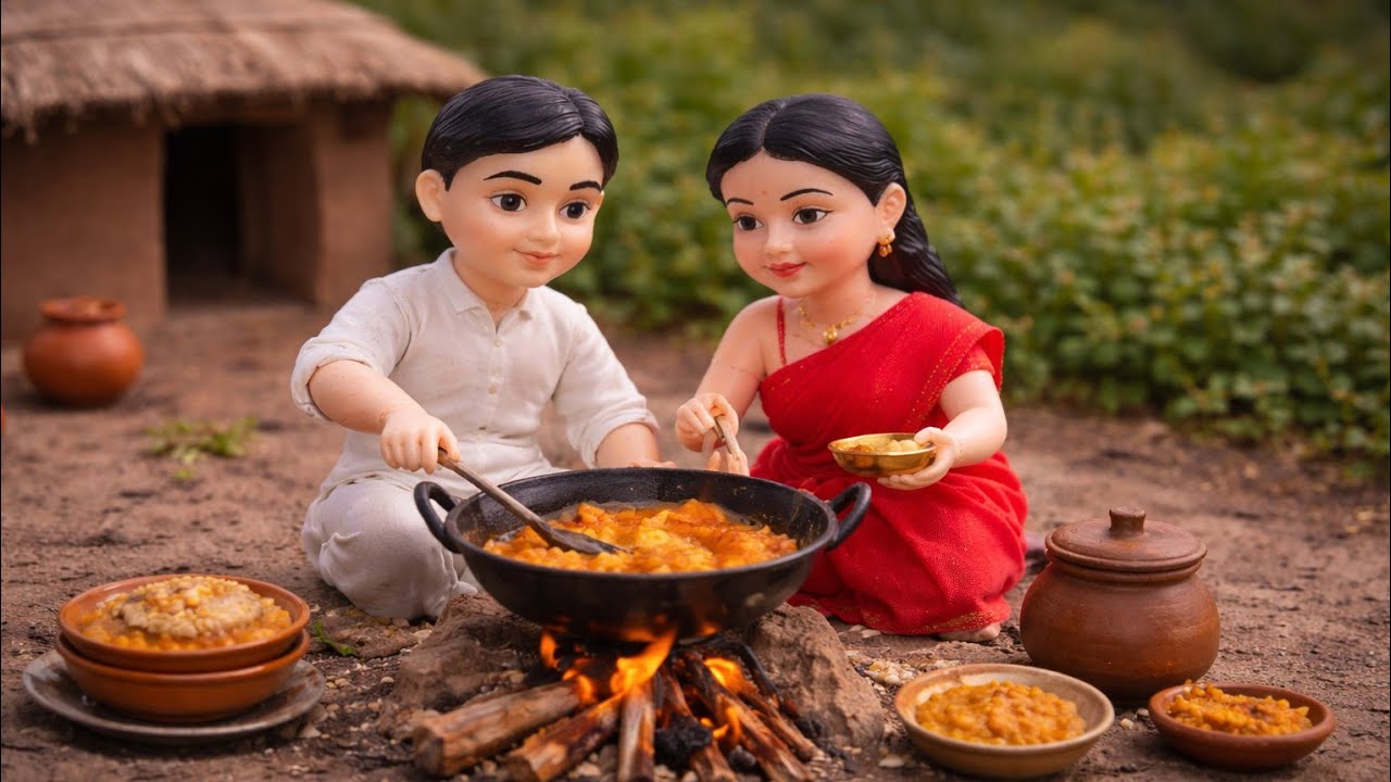 Tiny Doll Cooks Kacchi Biryani 🍛 | Miniature Village Cooking ASMR | Moss Village World