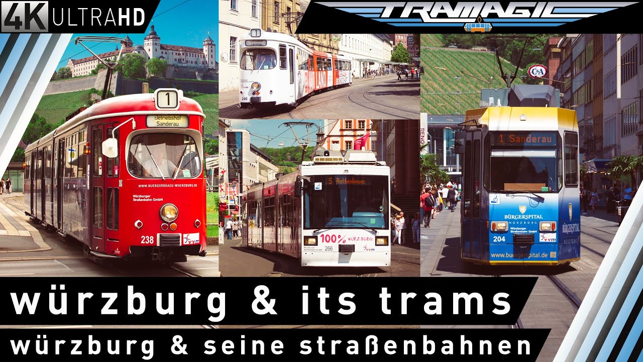 Вюрцбург и его трамваи | 4К