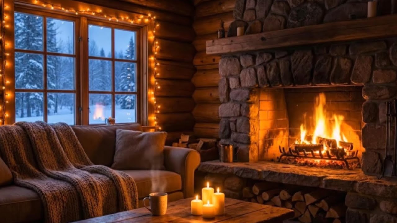 Cozy Fireplace at Night 🌙  Deep Crackling Fire Ambience for Relaxation & Sleep (3 Hours)