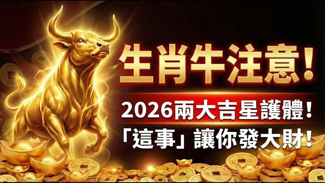 生肖牛注意！2026年雖然害太歲，但『紫微、龍德』兩大吉星護體，這件事做對了直接坐上運勢榜首！#2026生肖牛運勢 #屬牛2026運程 #害太歲 #化解太歲 #招財風水 #2026丙午馬年 #生肖牛