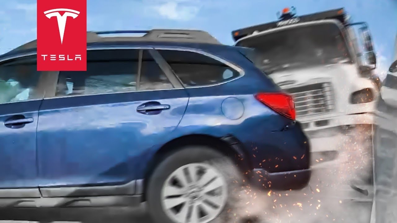 TESLA CRUSHED BY TRUCK WITH BRAKE FAILURE