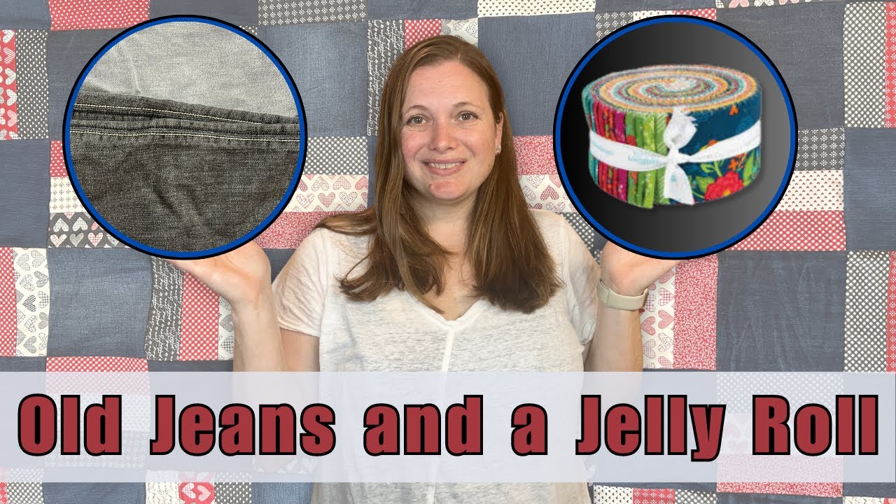 Denim Quilt using Old Jeans and a Jelly Roll
