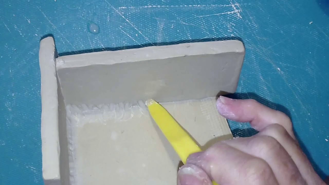 Sculpting with Air Dry Clay: Slab Box assembling, part 2/3 Score/slip/weld/reinforcement coils