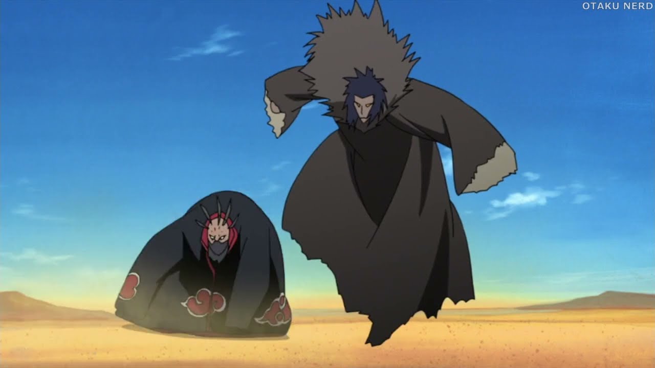 orochimaru usa edo tensei e traz o terceiro kazekage para enfrenta sasori e deidara naruto shippuden