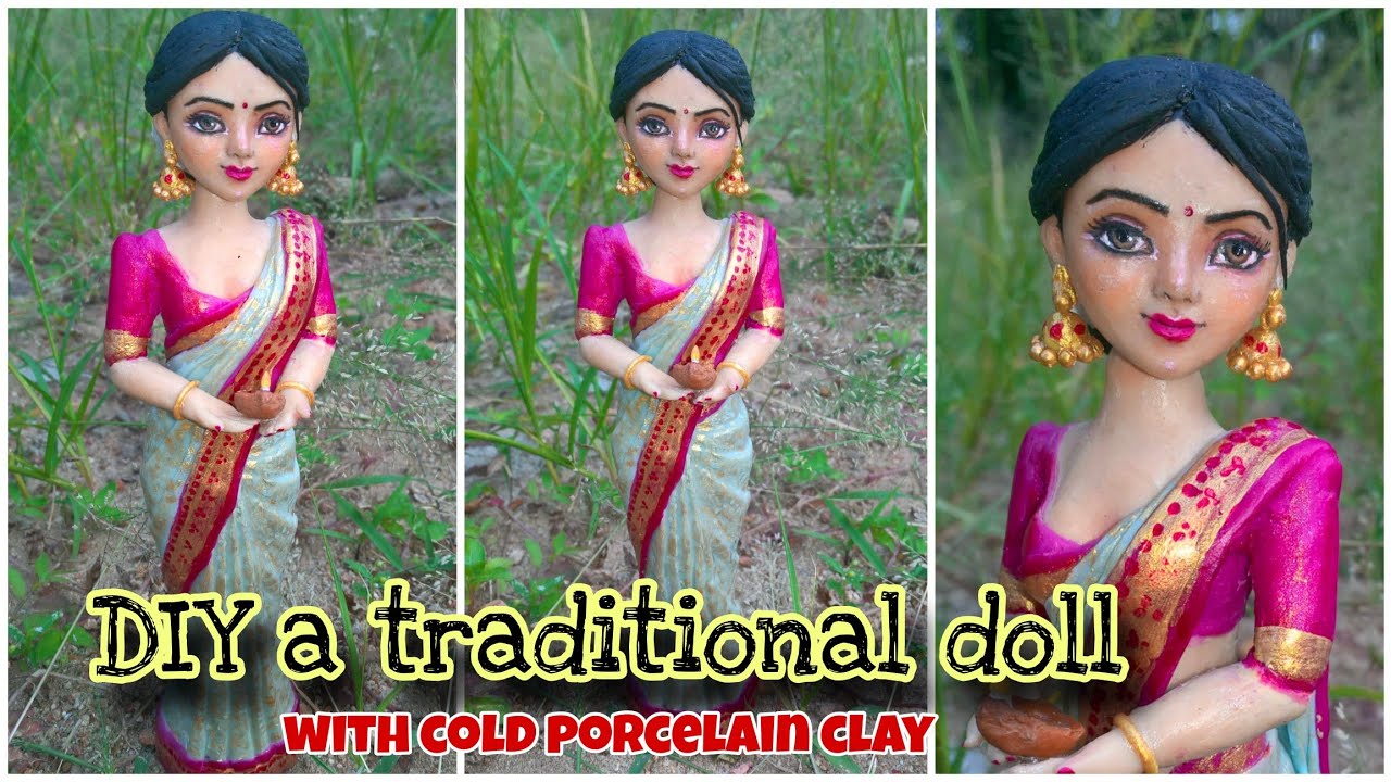 Traditional lady sculpture making with clay| Doll making| Creative jay |Clay crafts | Malayalam| DIY