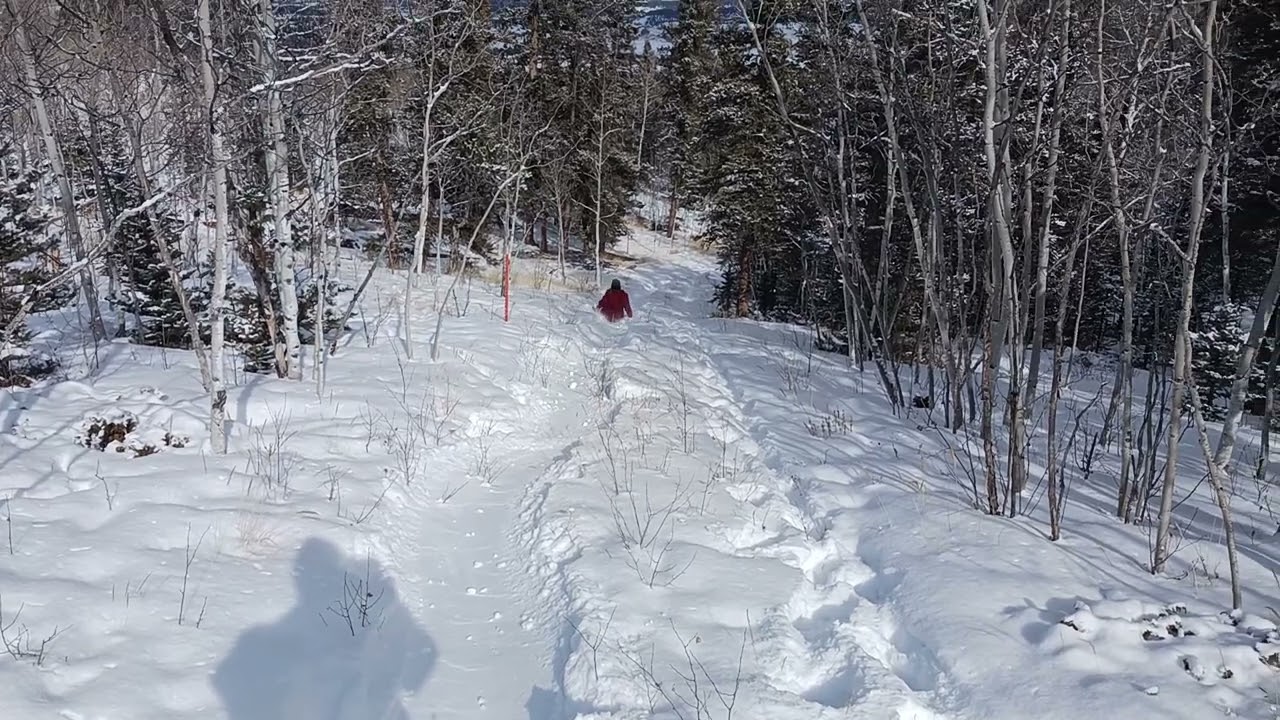 Leslie flying down the slope