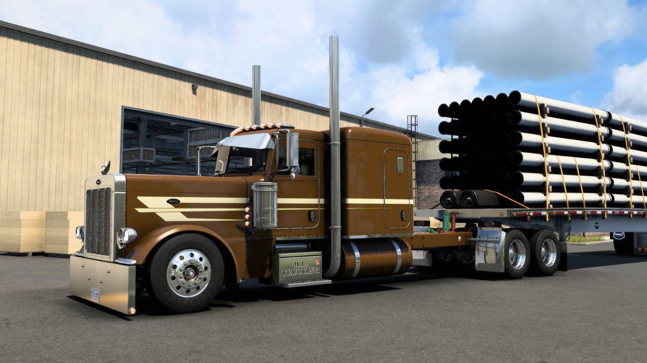 Peterbilt 389 - (Big Turbo Cummins ISX ) - MAC Flatbed Haul - American Truck Simulator