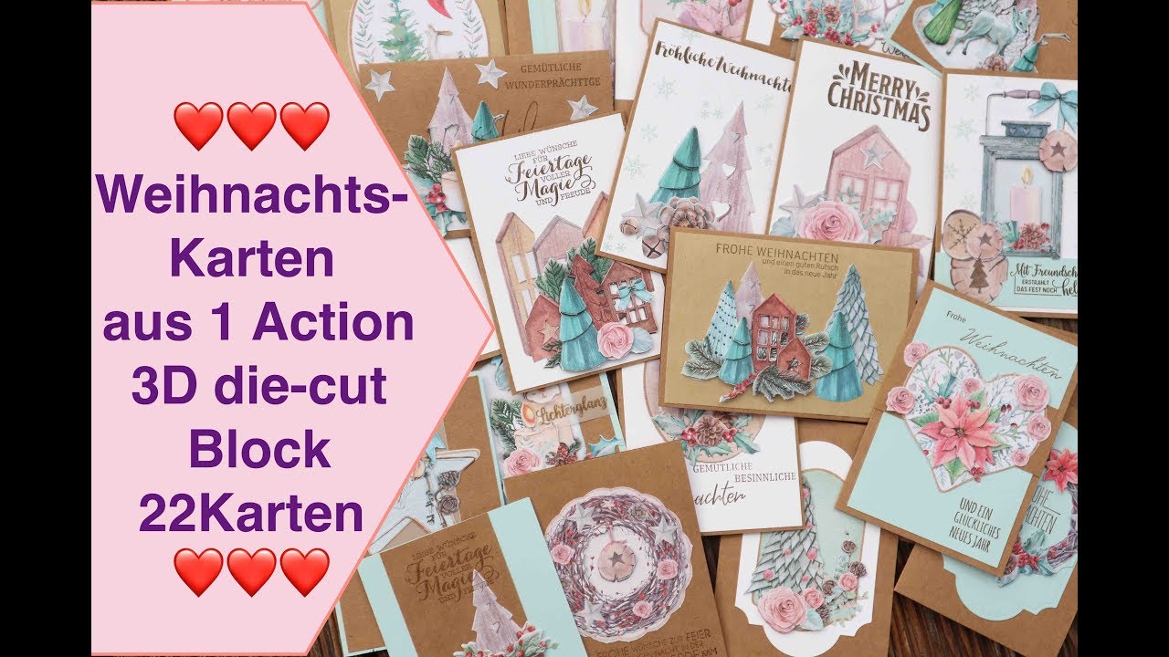 Weihnachtskarten aus 1 Action 3D die-cut Block Paper Block Karten Inspiration Craft Update