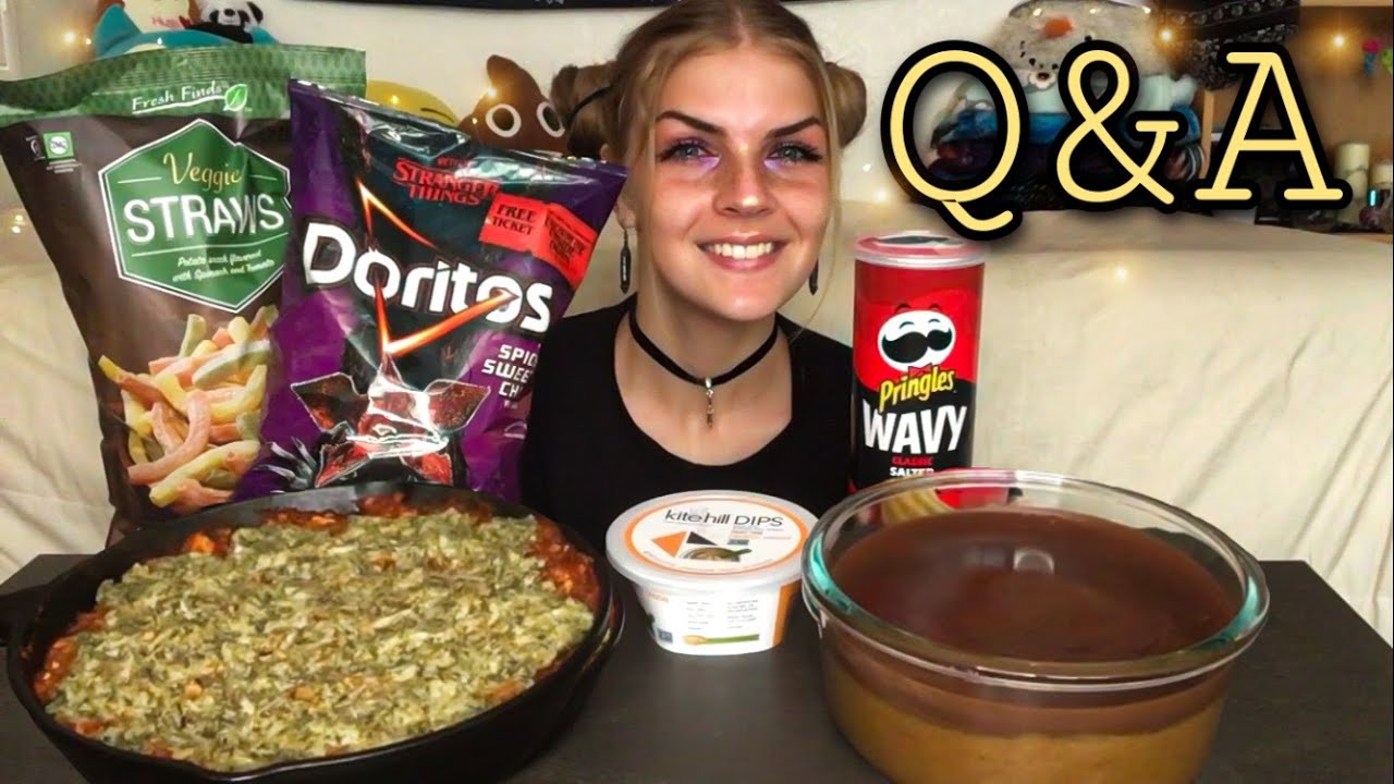 CHIPS AND DIP MUKBANG (Lasagna, French Onion, and Twix Dips) (Vegan)