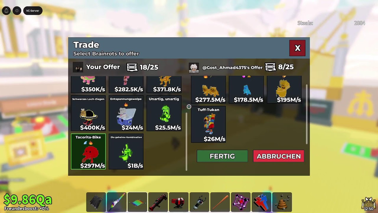 Steal ein brainrott Treden