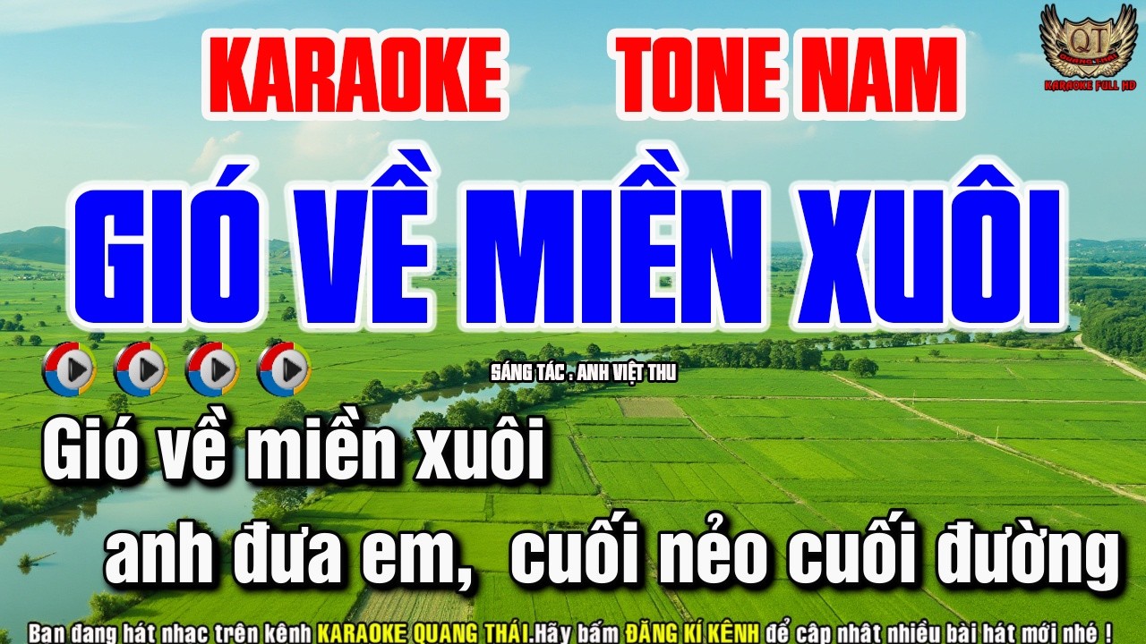 Karaoke Gió Về Miền Xuôi Tone Nam | Dễ Hát |Nhạc Sống Chuẩn 