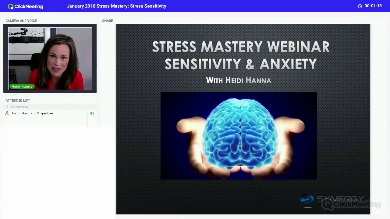 Jan 2018 Stress Mastery Webinar: Stress Sensitivity and Anxiety