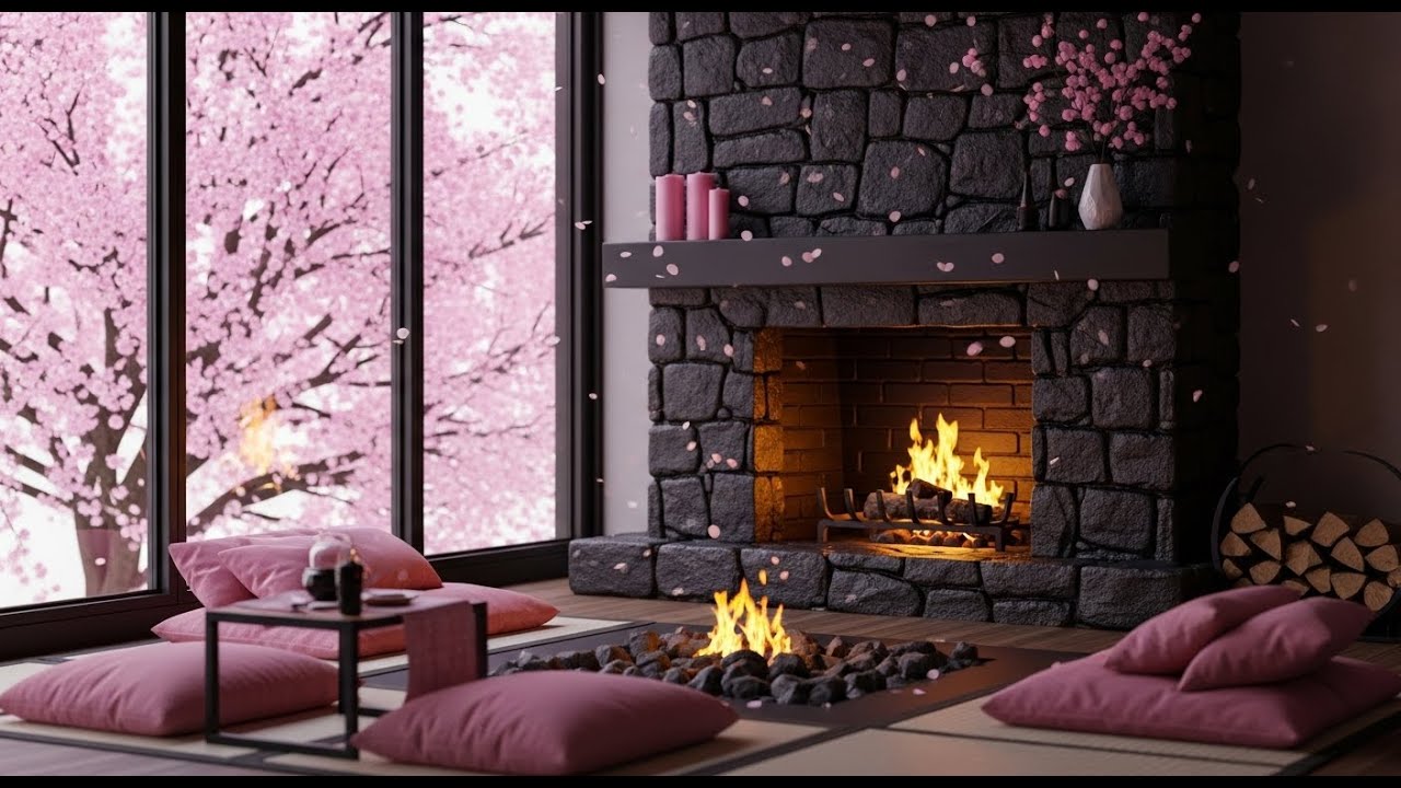 Cozy Valentine Night ❤️ Fireplace Ambience
