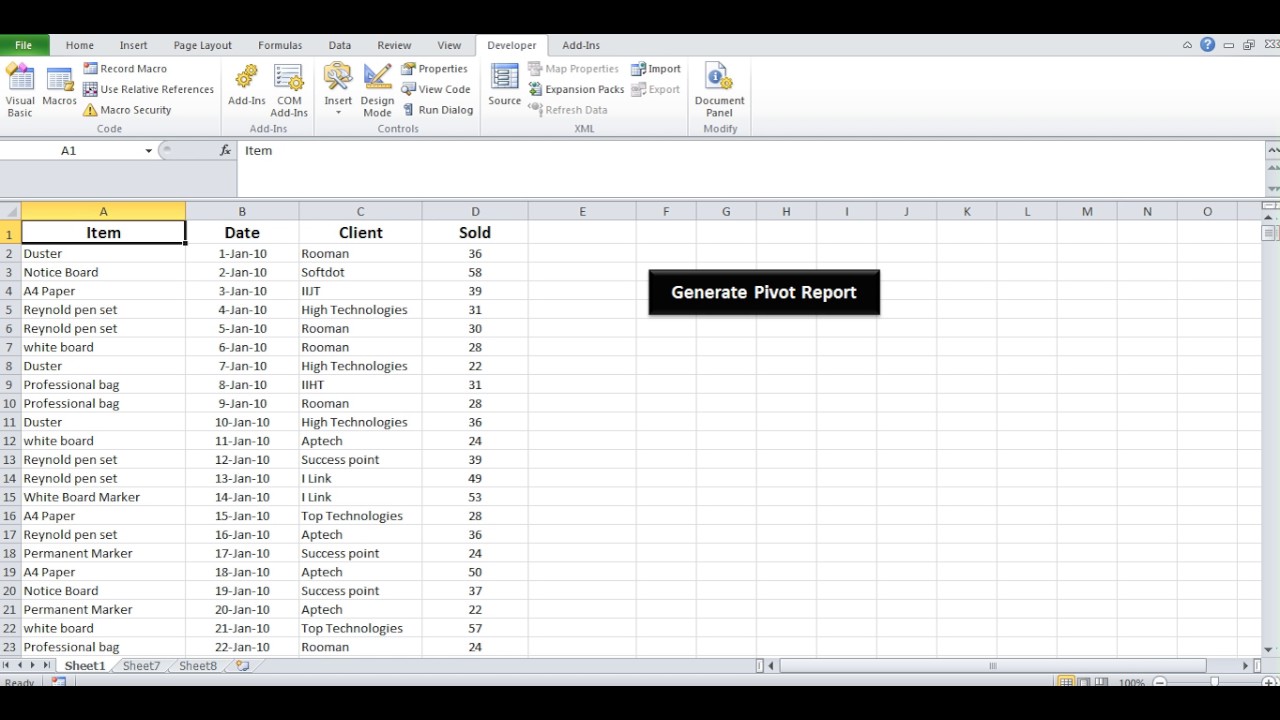 Create Pivot table with VBA Macro