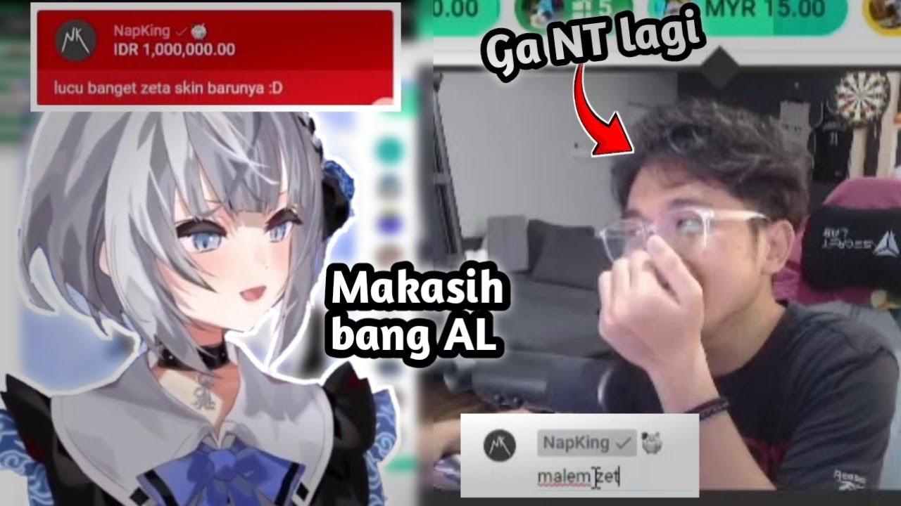Momen bang AL donate super chat merah 1 jt ke zeta, Full senyum | Naplive, vestia zeta [clip]