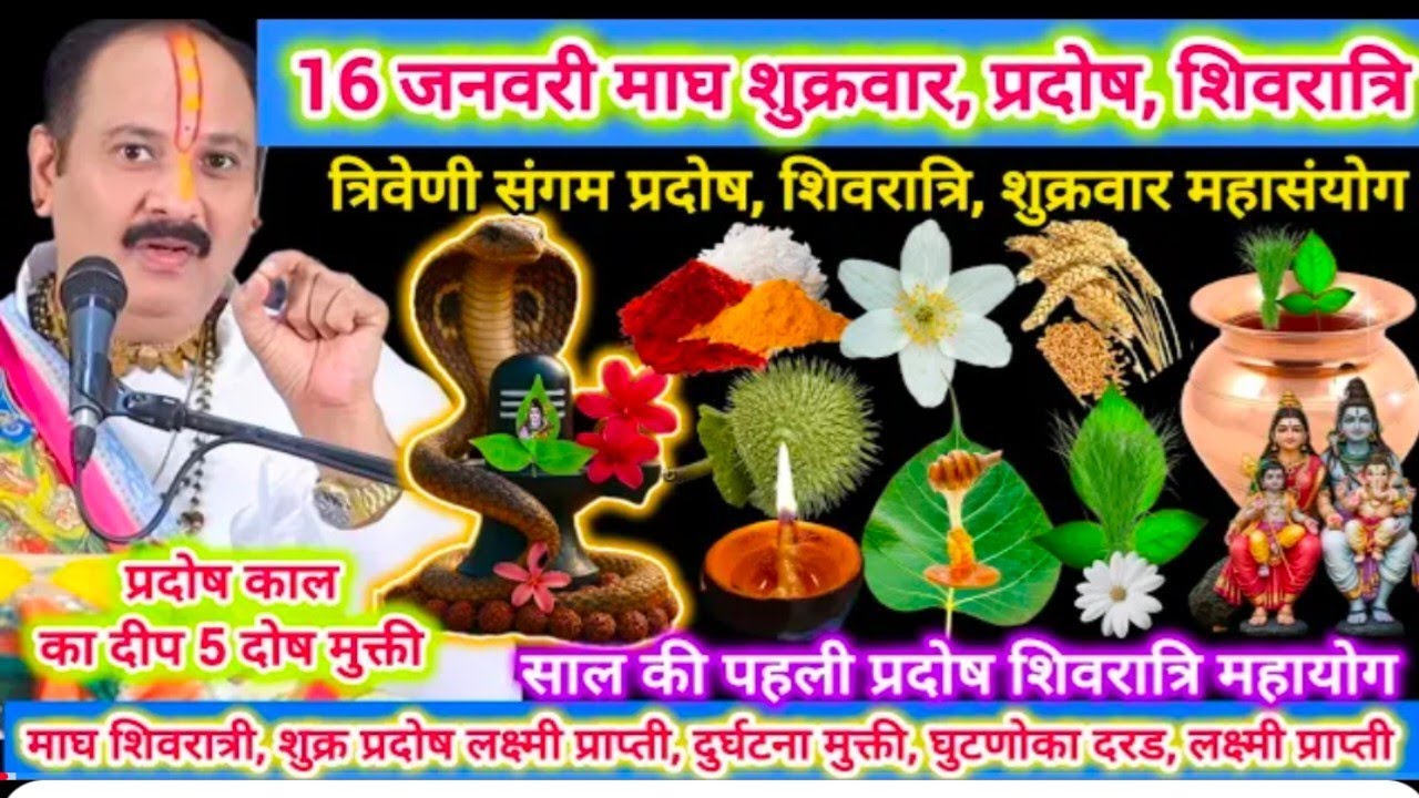 16 जनवरी माघ शुक्र प्रदोष और शिवरात्रि महासंयोग। विशेष उपाय संतान, पितृदोष, खुदका घर, लक्ष्मी 