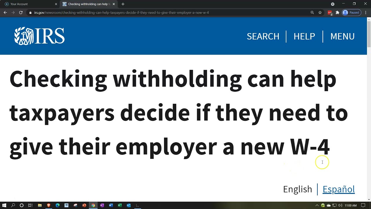 IRS Tax Tip-Checking withholding helps taxpayers decide if they need a new W-4