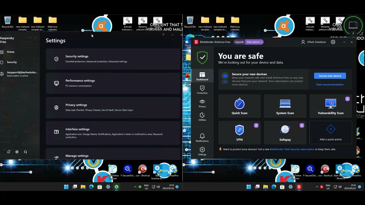 Kaspersky Free vs Bitdefender free 2023
