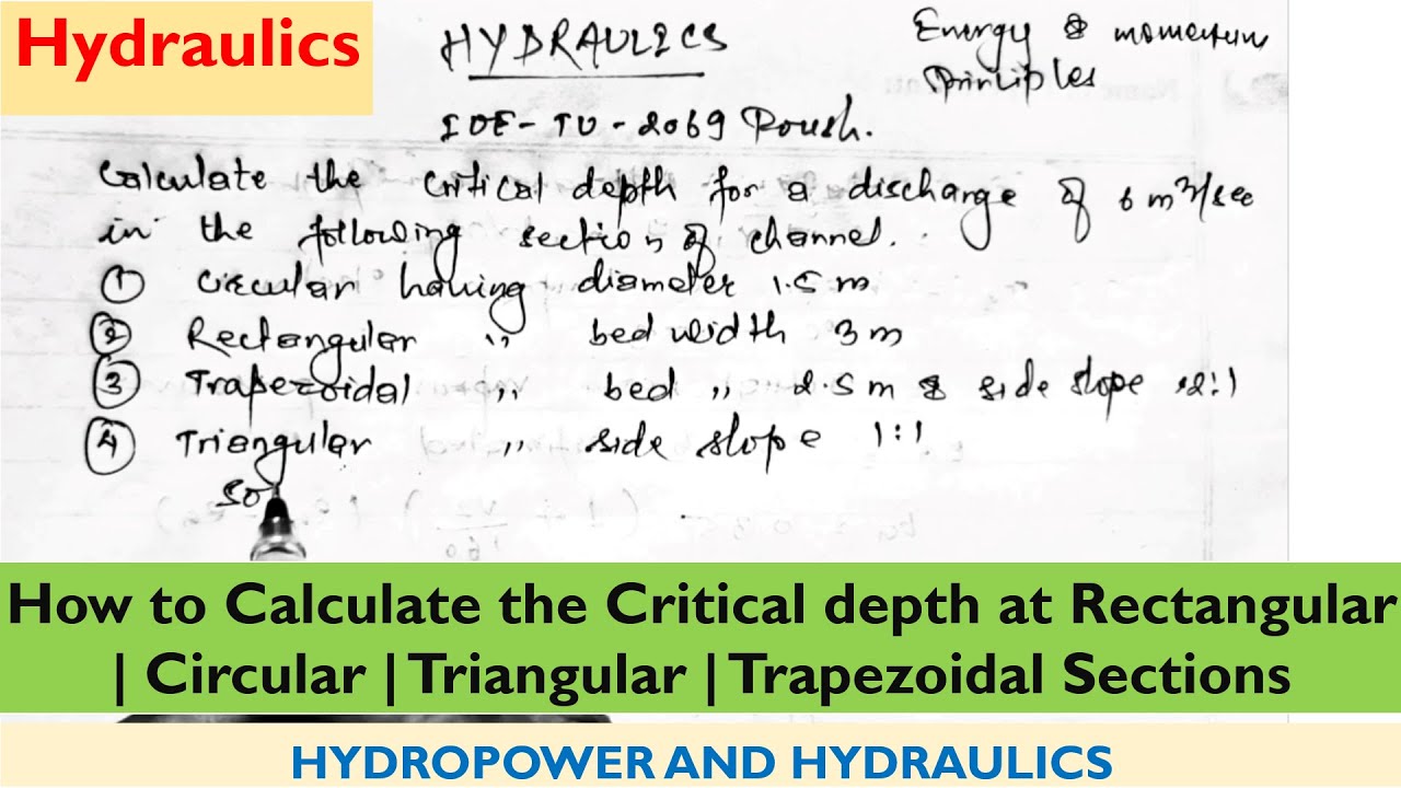 How to Calculate the Critical depth at Rectangular | Circular | Triangular | Trapezoidal Sections