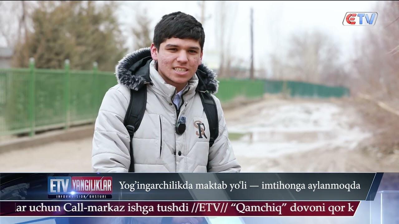 16 02 26  Yangilik ID Yog'ingarchilikda maktab yo'li imtihonga aylanmoqda
