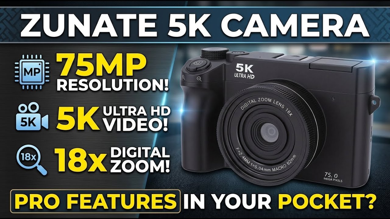 Zunate 5K 75MP Dual Lens Digital Camera Full Review & Details | Review in Hindi | Features