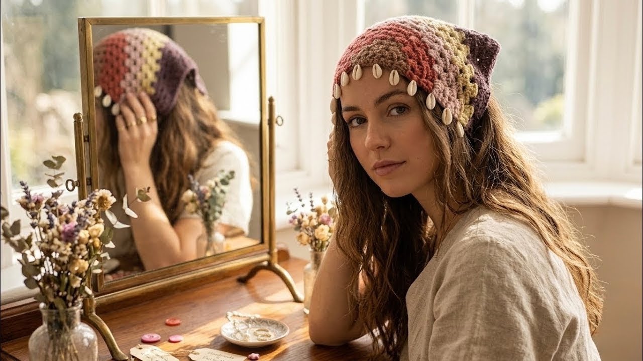 Handmade Crochet Hair Band / Hair BandanaThis looks like a triangle crochet hair band 