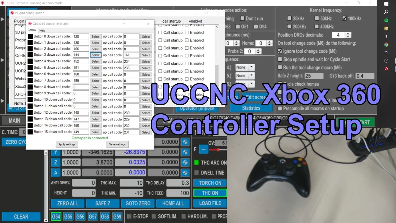 UCCNC Xbox 360 Controller Setup