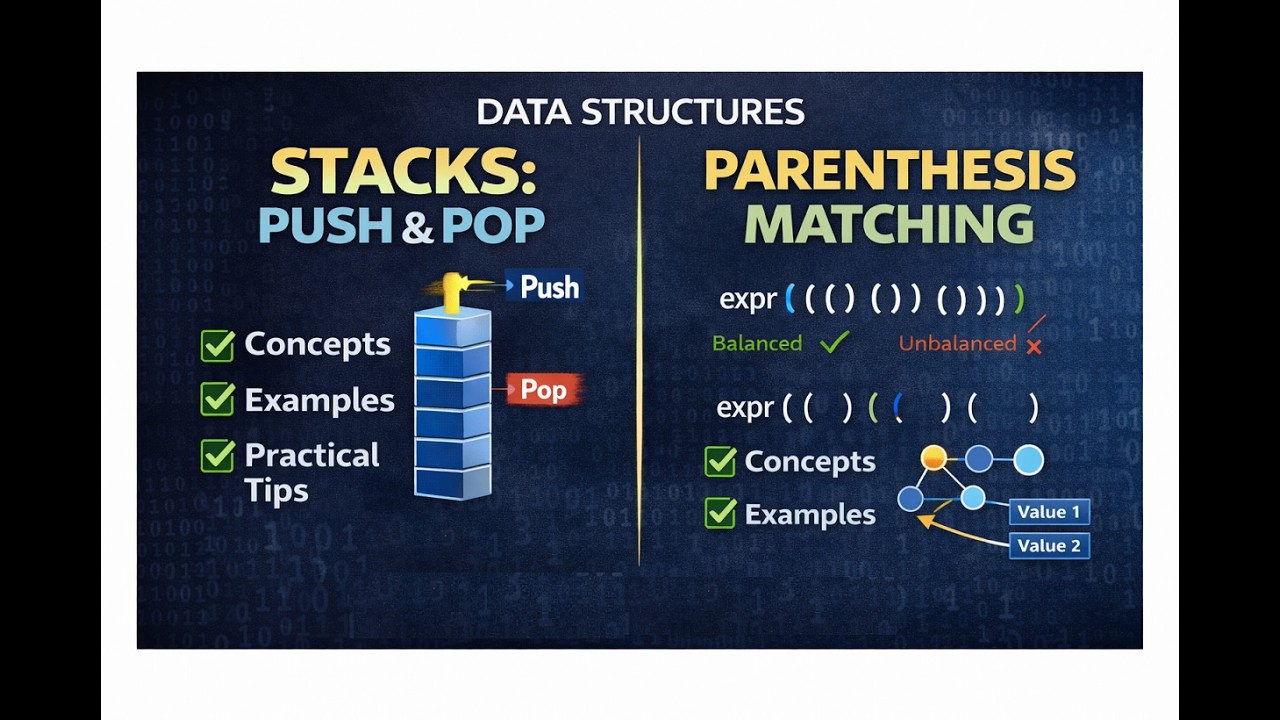 Data Structure Series - DS 7 | Stack Pop and Push | Parenthesis Matching