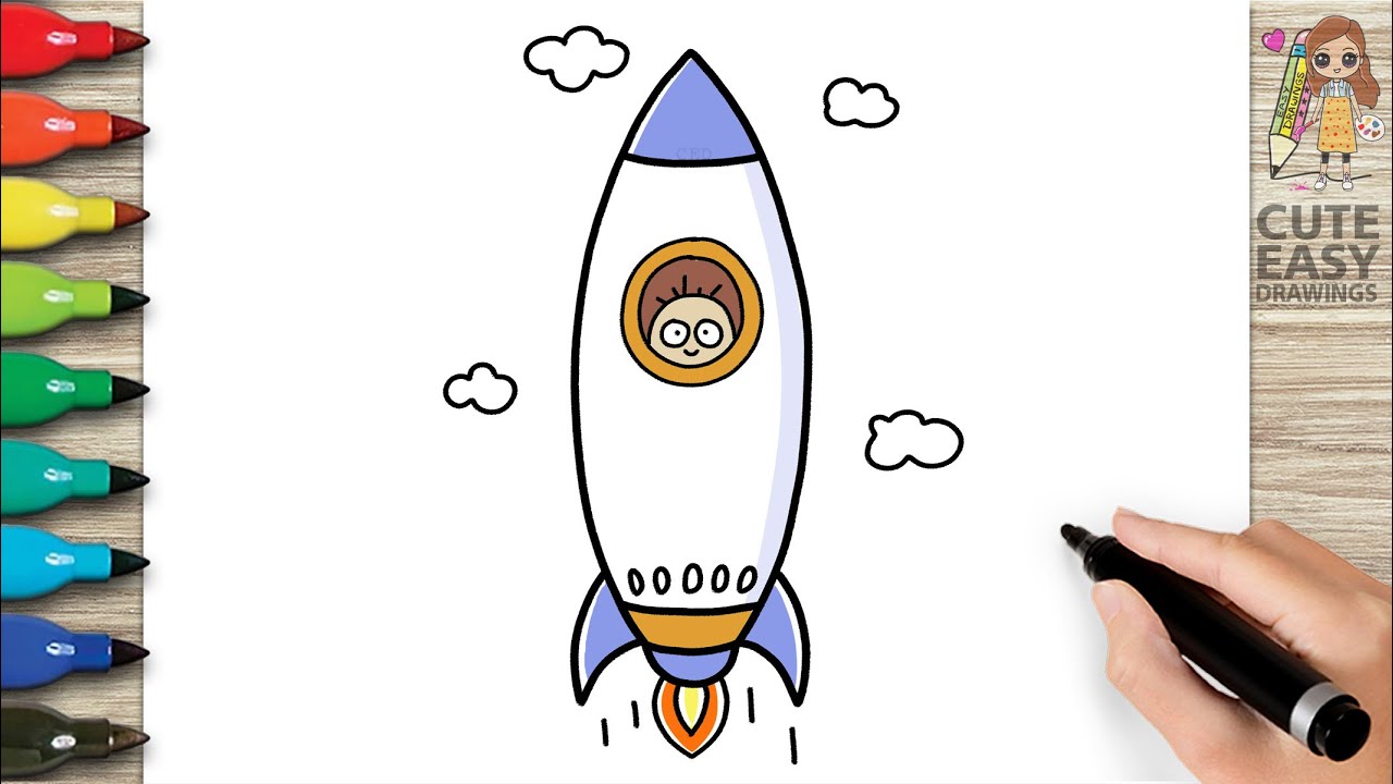 How to Draw Rocket Very Easy for Kids  | Rocket Drawing and Colouring Cute Easy Drawings