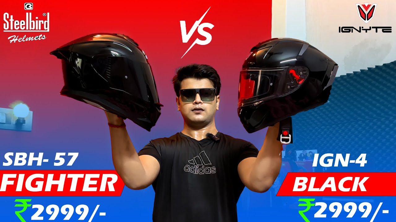 Steelbird Viral Helmet Helmet SBH 57 FIghter vs Ignite IGN 4 Gloss Black😍 Best Helmet Under 3000?