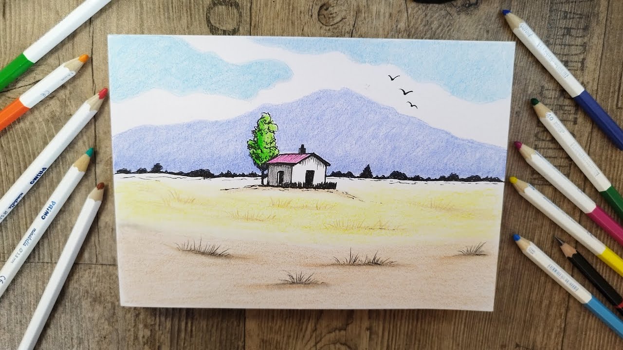 How to Draw a Small House in a Field