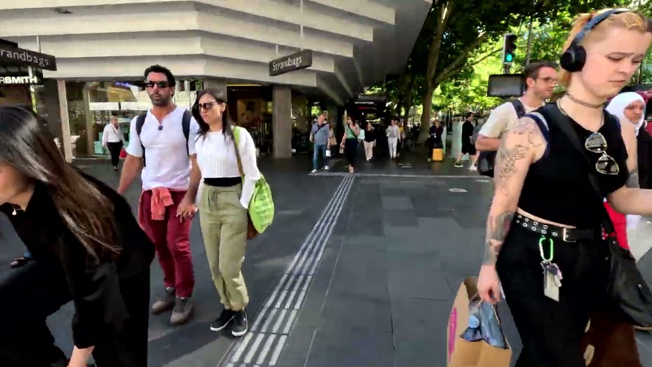 Walking SWANSTON STREET of Melbourne, Australia - Sights and Sounds of daily life