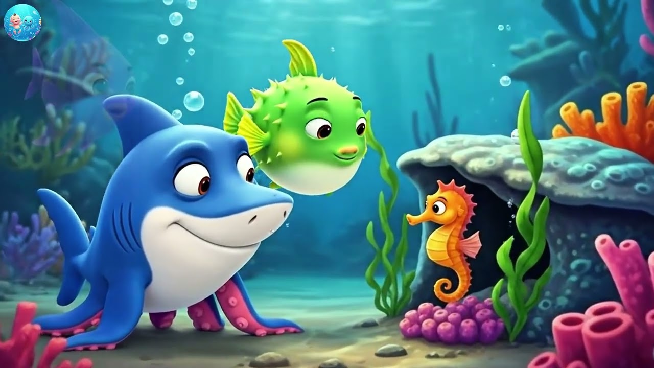 Coral Reef Adventure: A Little Octopus and a Blue Shark (Kids 3D Animation)