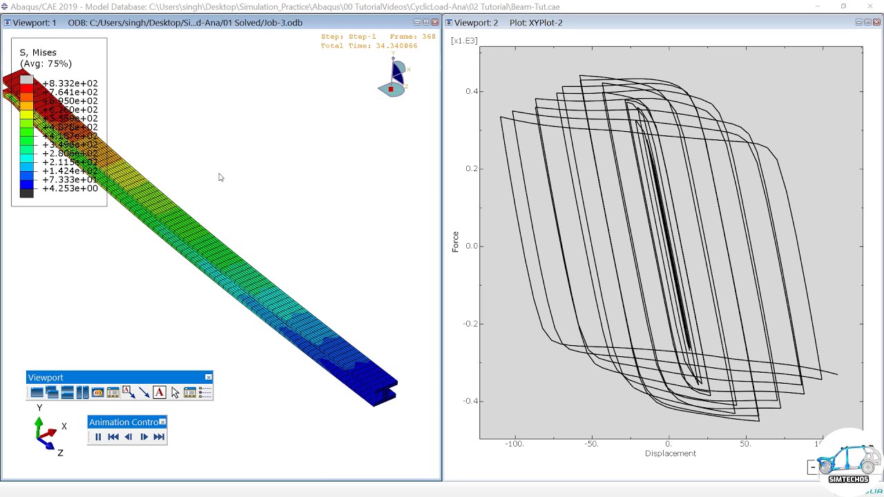 Cyclic Loading - Unloading  Analysis & Hysteresis Loop in material (FEA)