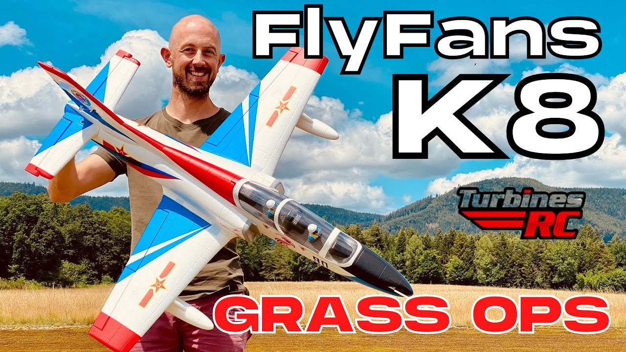 *NEW* FlyFans K-8 64mm EDF Jet RC PLANE | GRASS TEST 🌿 | (English/Français) 4K 60fps