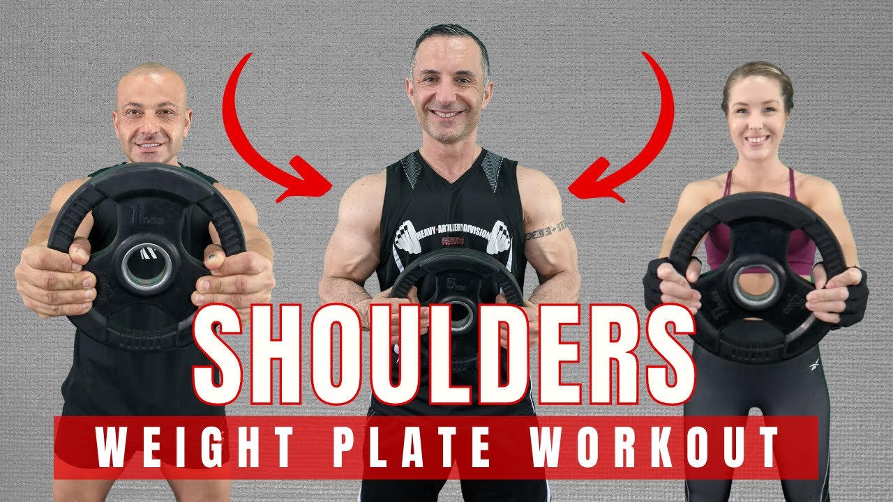 Looks EASY but it is NOT even close!  Can you get through this shoulder workout with weight plate?