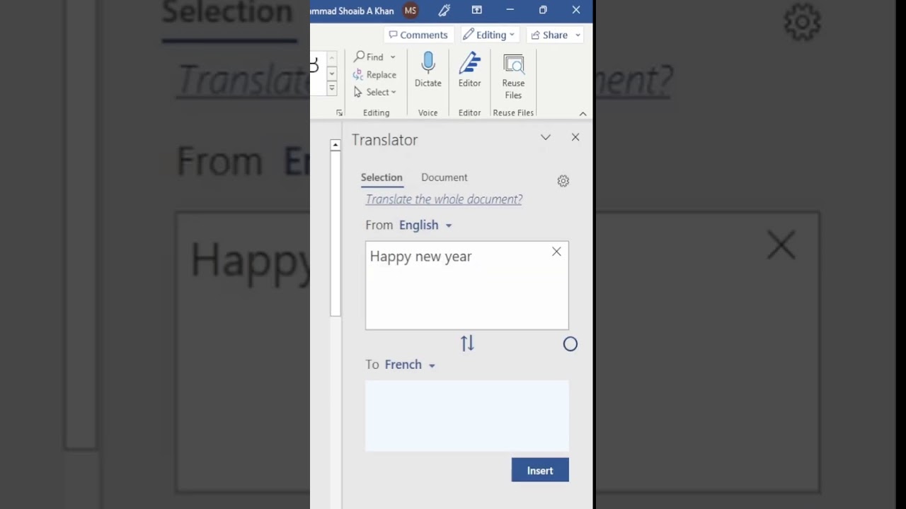 Translate in Microsoft Word #shorts #youtubeshorts
