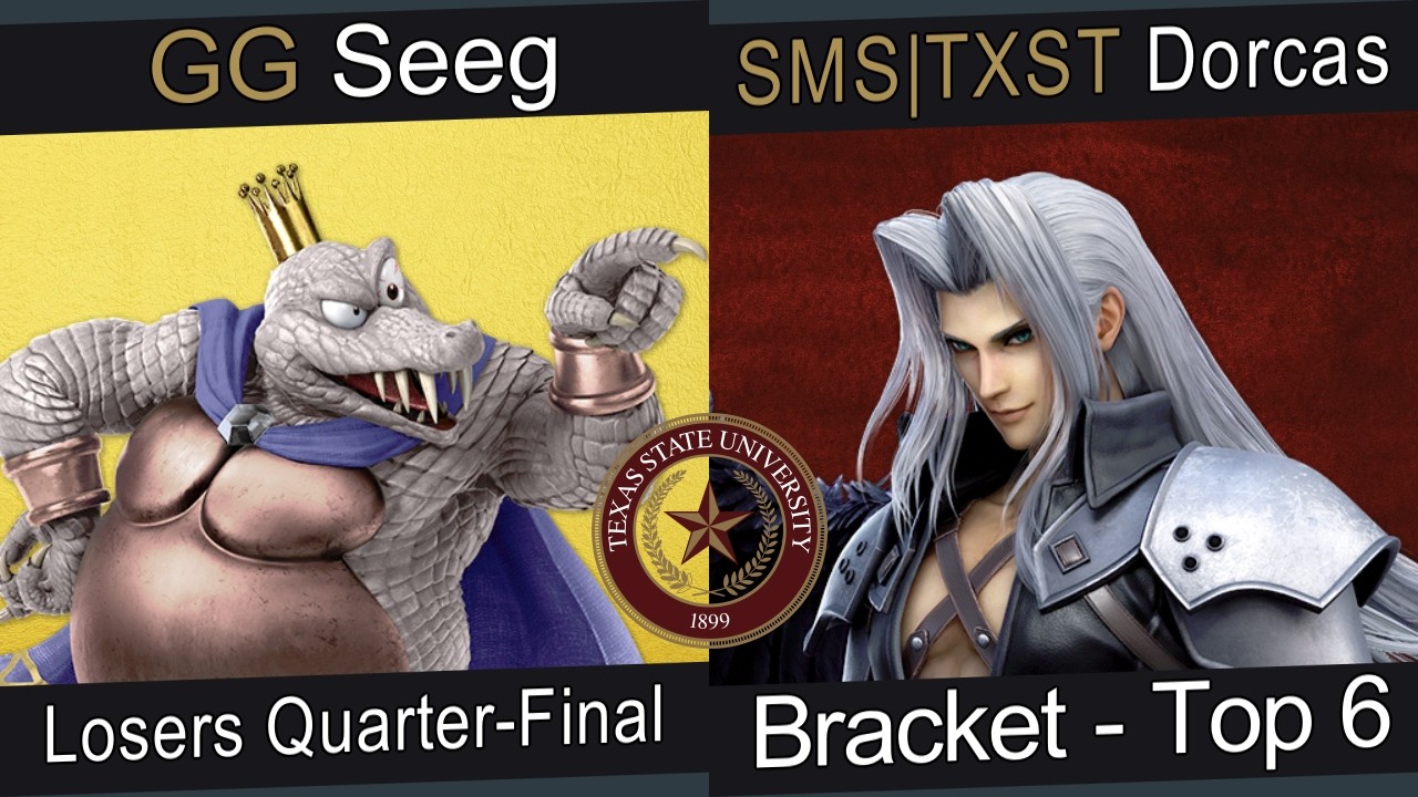 [Smash at George's #75] Bracket - Top 6 - GG | Seeg (King K. Rool) VS SMS|TXST | Dorcas (Sephiroth)