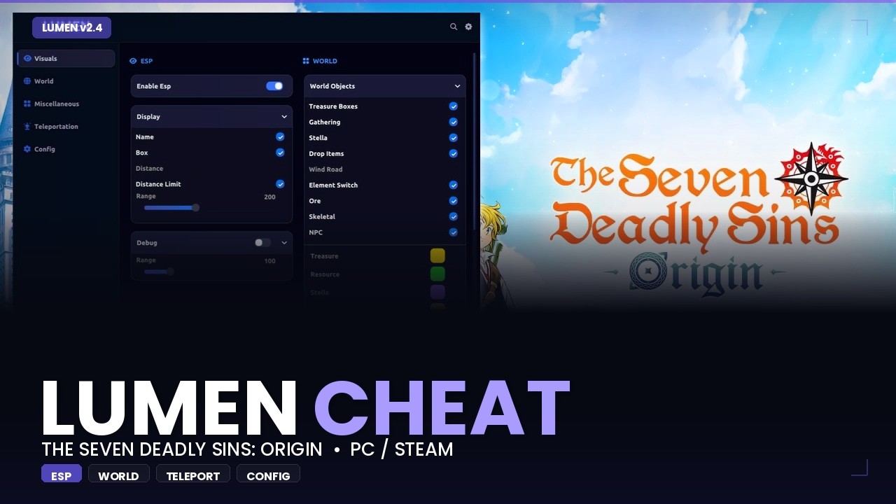 The Seven Deadly Sins: Origin &mdash; LUMEN Cheat | Attack Speed | Teleportation | ESP | Auto Farming