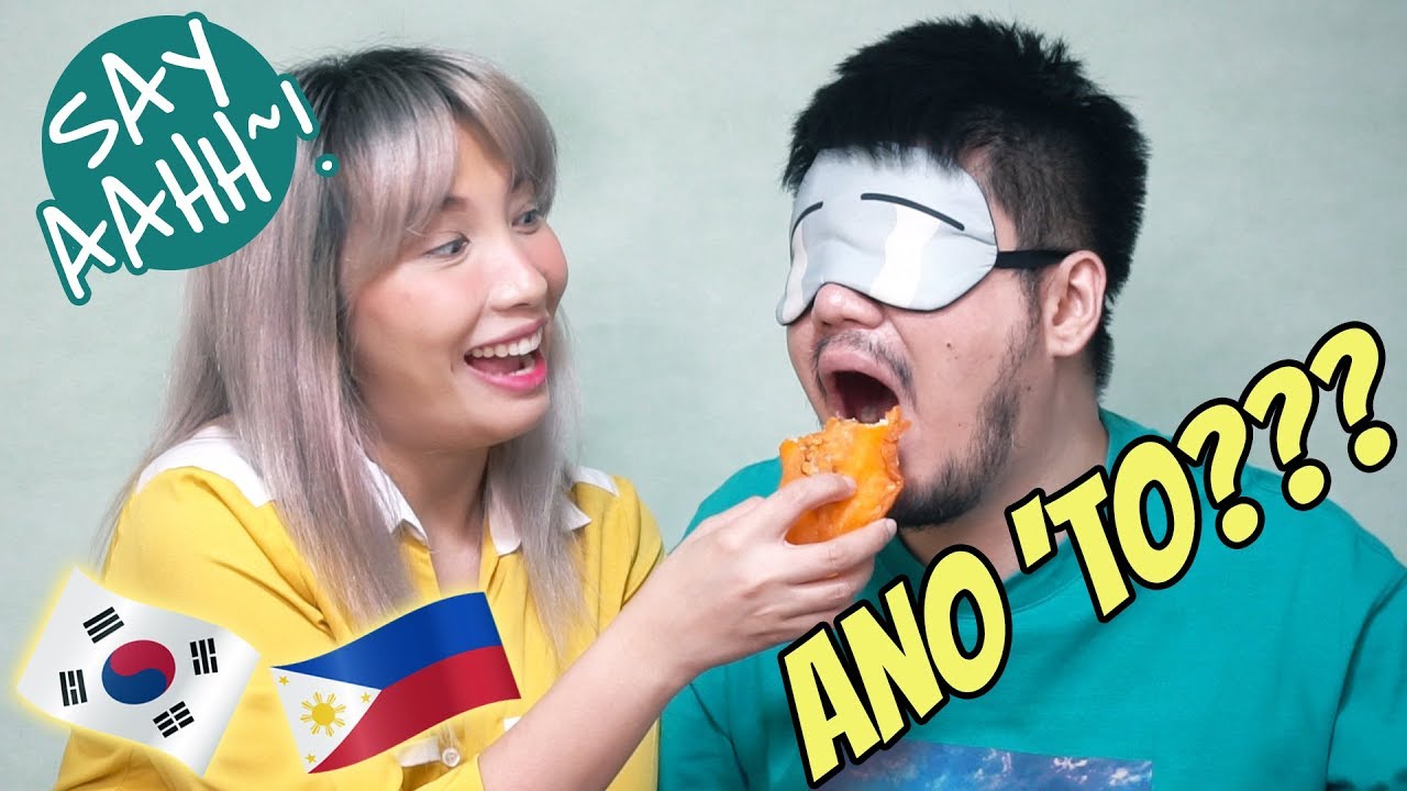 KOREAN HUSBAND GUESSES THE FILIPINO FOOD (BLINDFOLDED)!