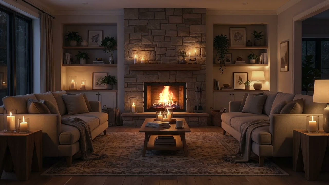 Cozy Fireplace on a Cold Night for Sleep | Quiet, No Music