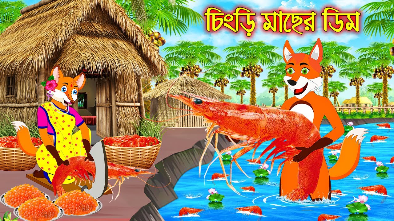 চিংড়ি মাছের ডিম | Chingri Macher Dim | Fox Cartoon | Interesting & Comedy stories | Bangla Cartoon