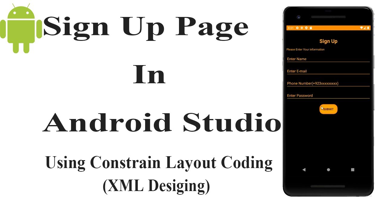 Sign Up Page in Android Studio| Design Sign Up Page Using Constrain Layout in Android Studio| How To