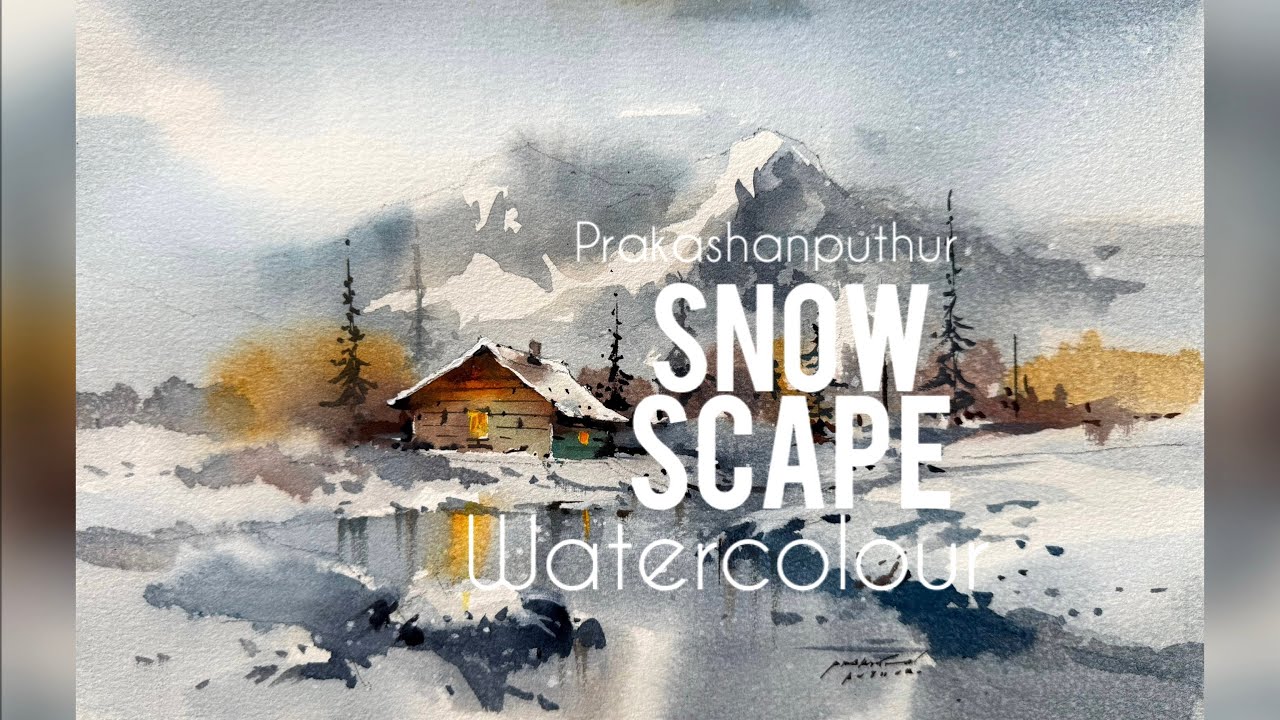 Snow scape in water colour | painting demo for beginners