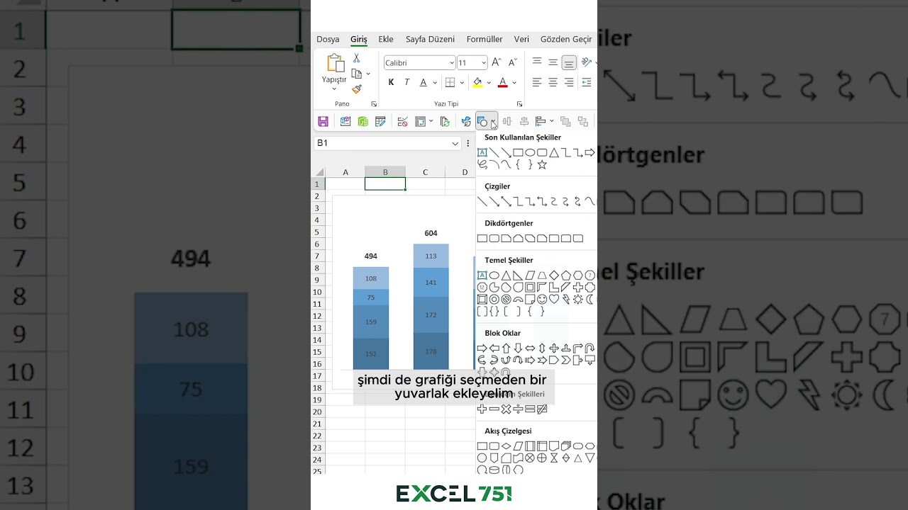 Excel - Şekli Grafiğin Dışına &Ccedil;ıkaramıyorum! Nasıl D&uuml;zeltebilirim? #excel751 #excel