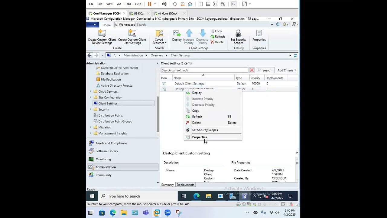 “SCCM Setup (Part 18): Creating and Configuring Custom Client Settings in Configuration Manager”