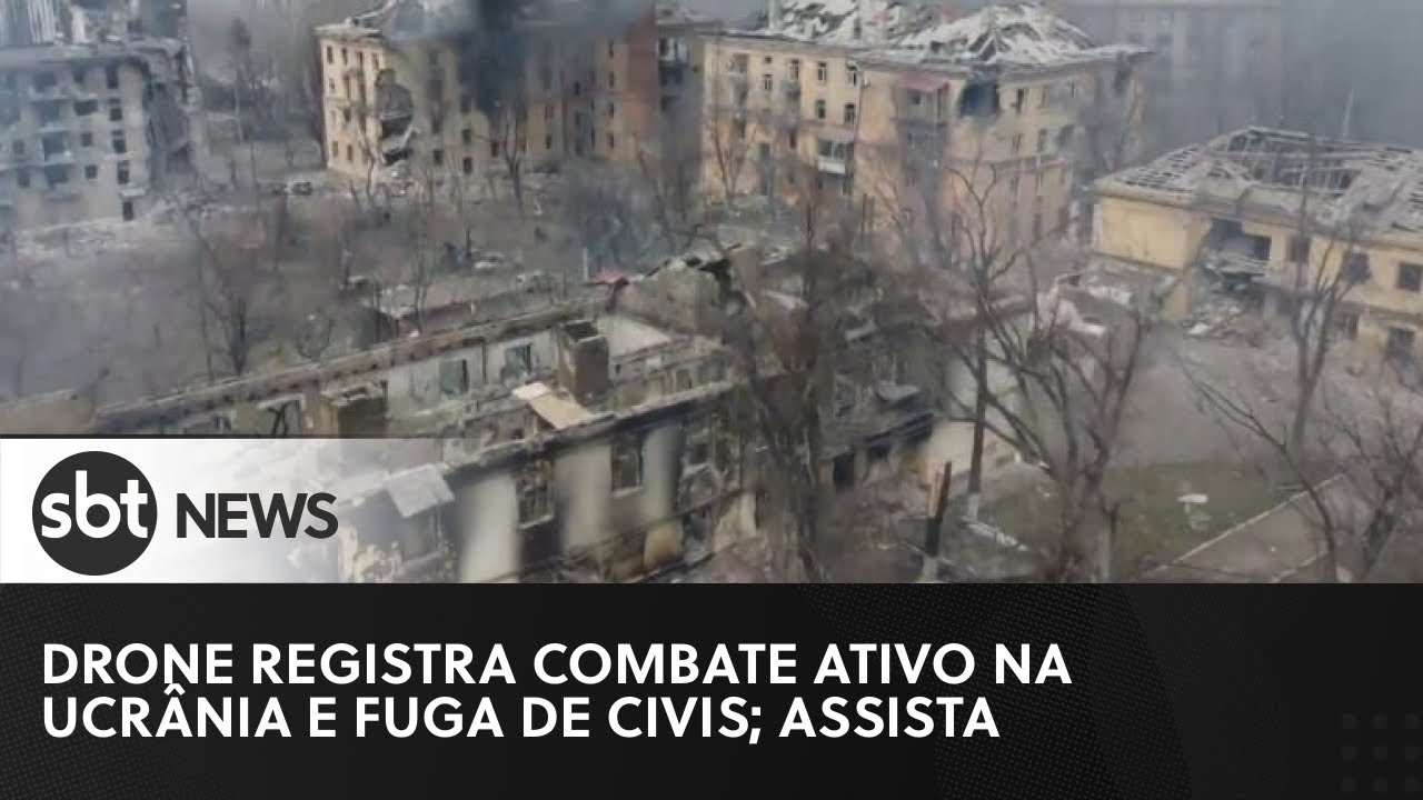 Drone mostra combate ativo na cidade de Mariupol enquanto civis fogem | SBT News