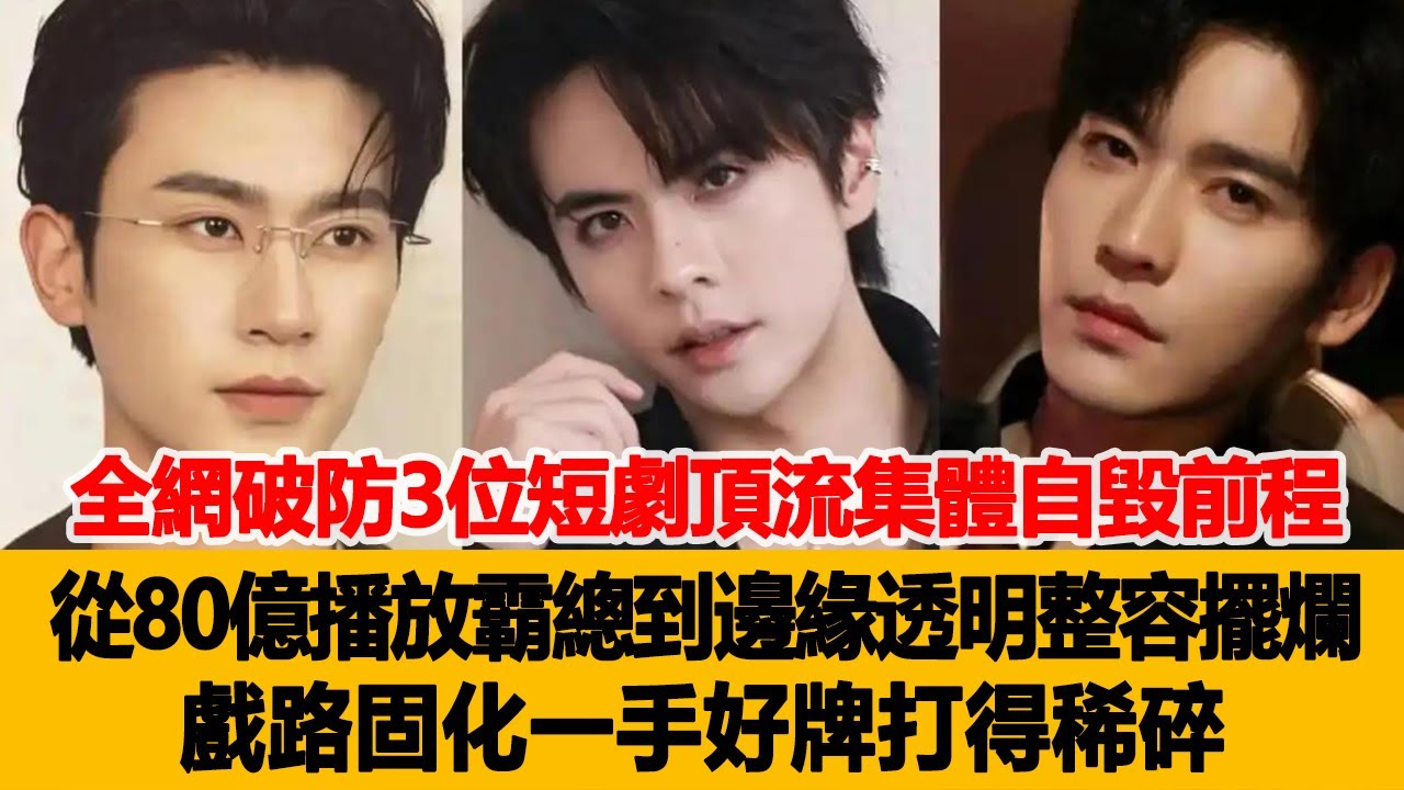 全網破防3位短劇頂流集體自毀前程，從80億播放霸總到邊緣透明，整容、擺爛、戲路固化，一手好牌打得稀碎！港臺娛樂匯 #沉思 #王楠 #王奕然