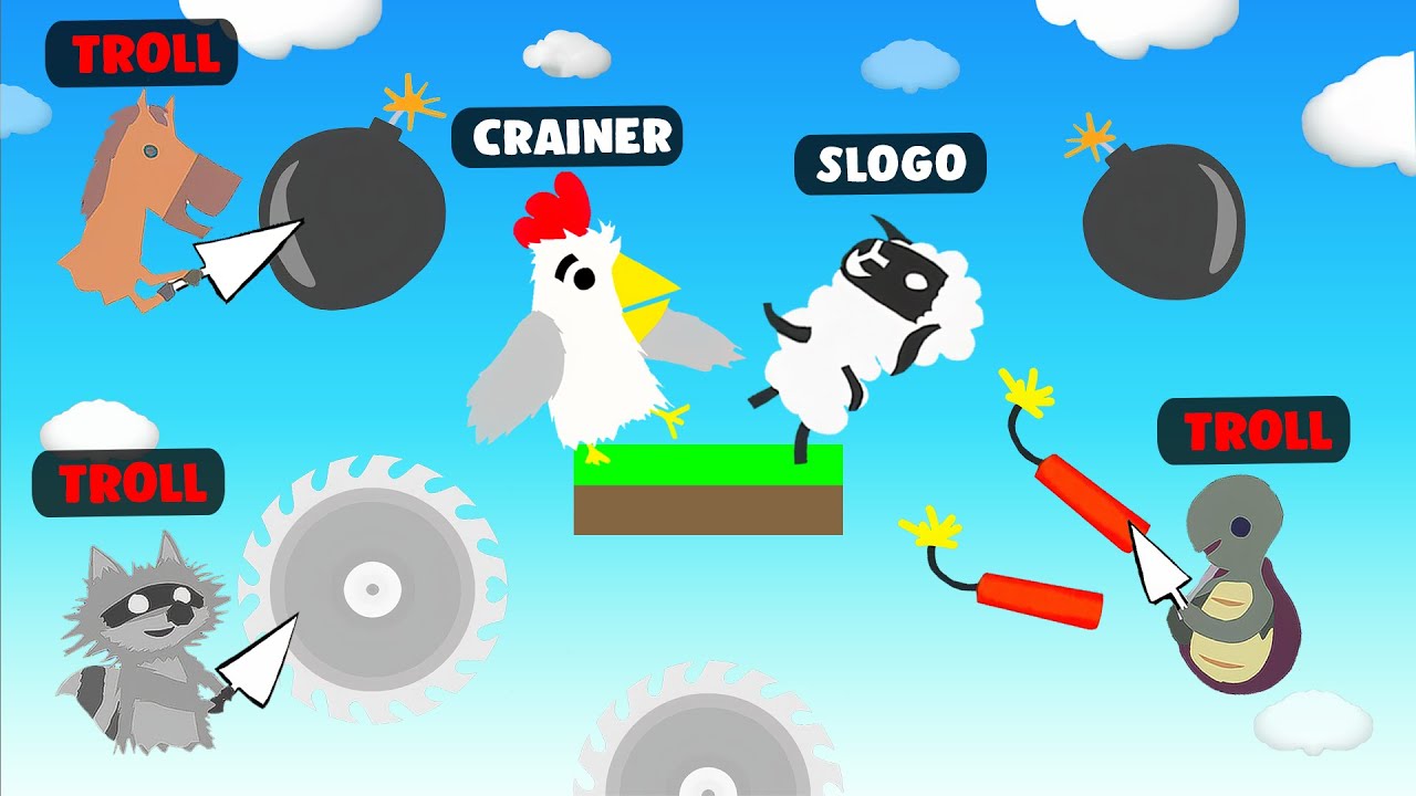 Играем в Ultimate Chicken Horse ПРОТИВ ТРОЛЛЕЙ!